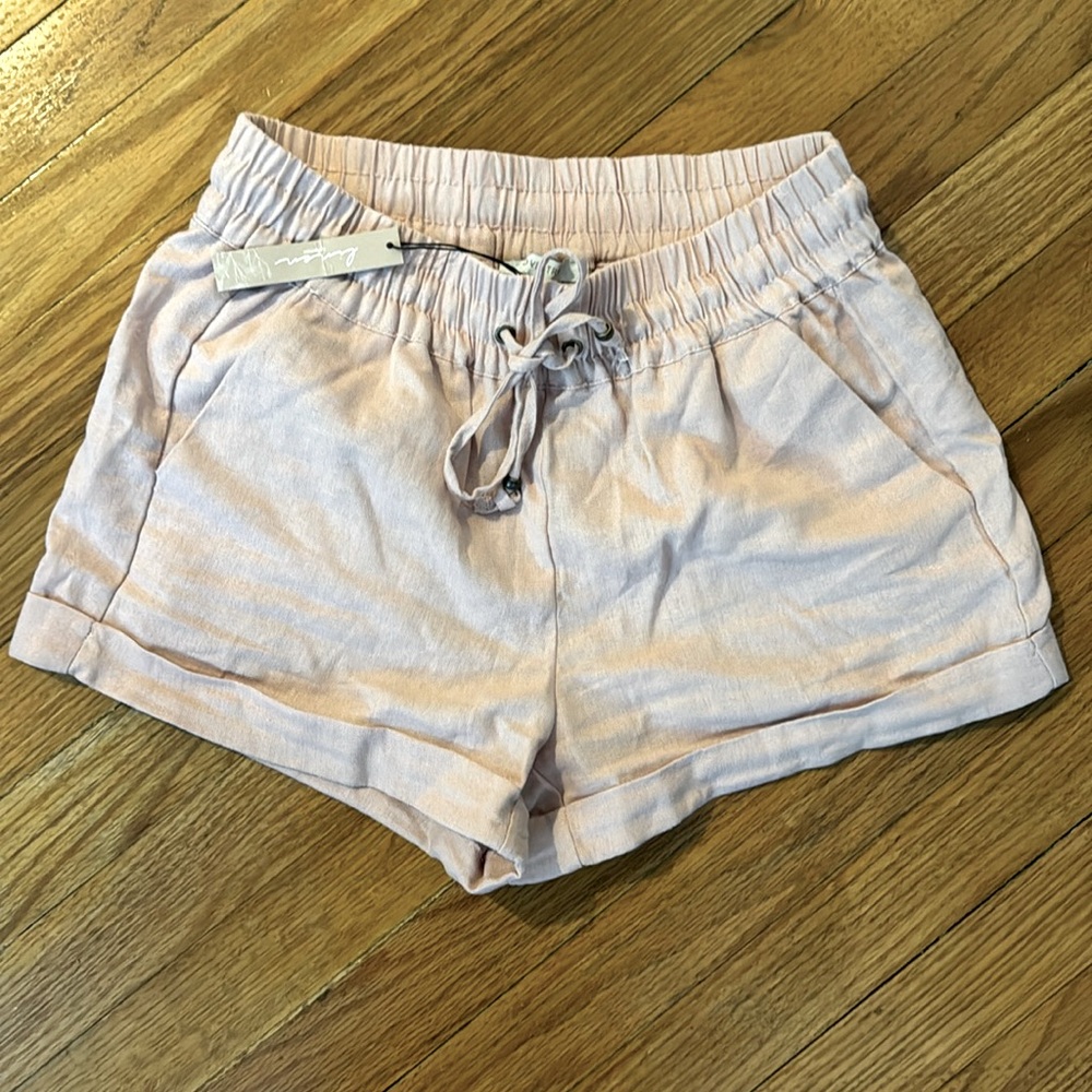 Love tree size small blush pink shorts with adjustable drawstring